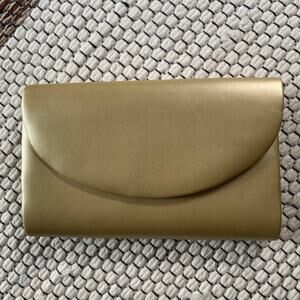 Gold clutch envelope bag with strap by Claudia Barnes fold over purse Vintage
